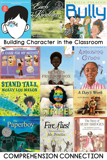 Literature is a teacher's most valuable asset in the classroom. A great book can spark conversation, provide examples for modeling, give comfort, calm a child, and so many other things. In this post, tips are shared for building a positive classroom community and climate Check it out for a free resource and ideas you can use day one. character2bbuilding2bbooks-comprehensionconnection-2771632
